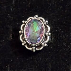 NWOT Rainbow Mystic Topaz Crystal Handmade Ring Size 6.5